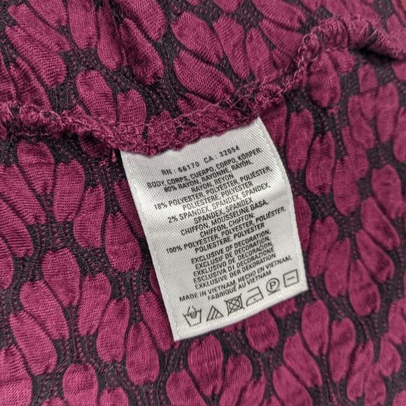 ANTHROPOLOGIE Postmark Blouse Burgundy Textured Chiffon Trim Zipper Back Office - Picture 7 of 9